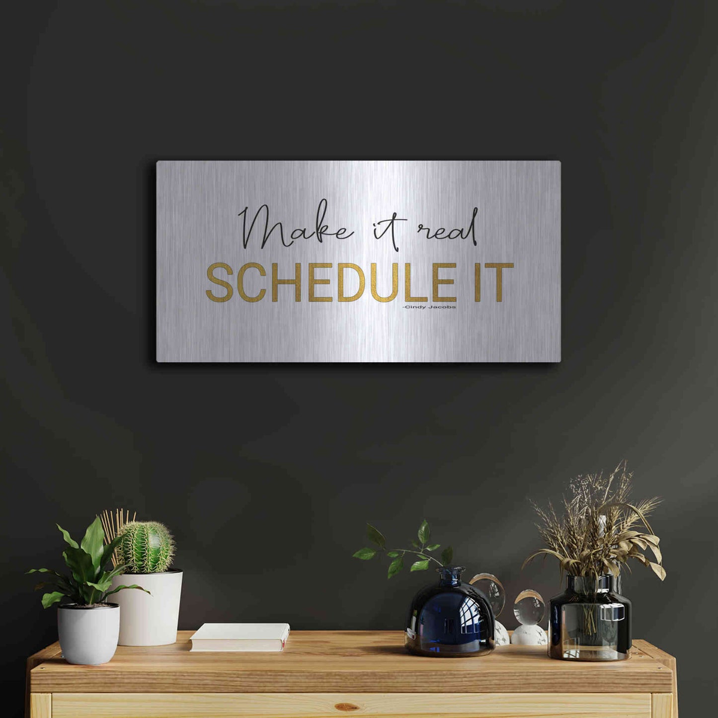 Luxe Metal Art 'Make It Real' by Cindy Jacobs, Metal Wall Art,24x12