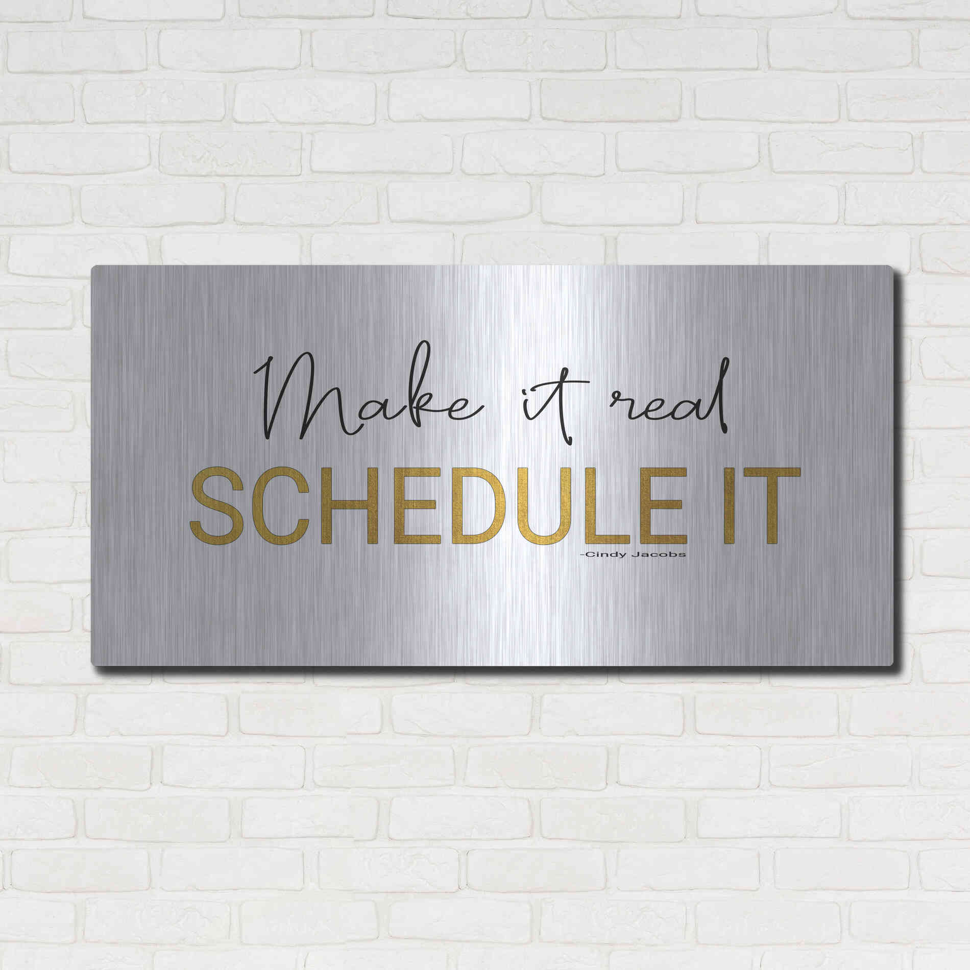 Luxe Metal Art 'Make It Real' by Cindy Jacobs, Metal Wall Art,48x24