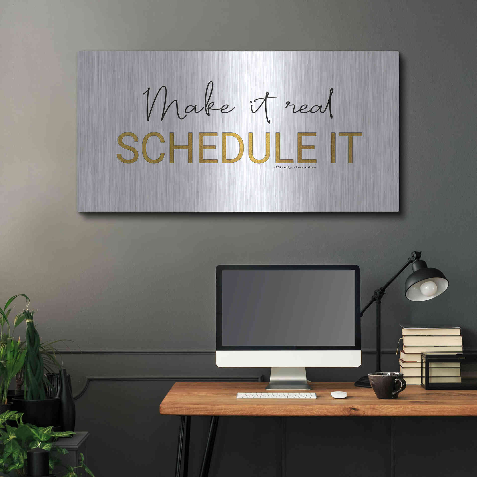 Luxe Metal Art 'Make It Real' by Cindy Jacobs, Metal Wall Art,48x24