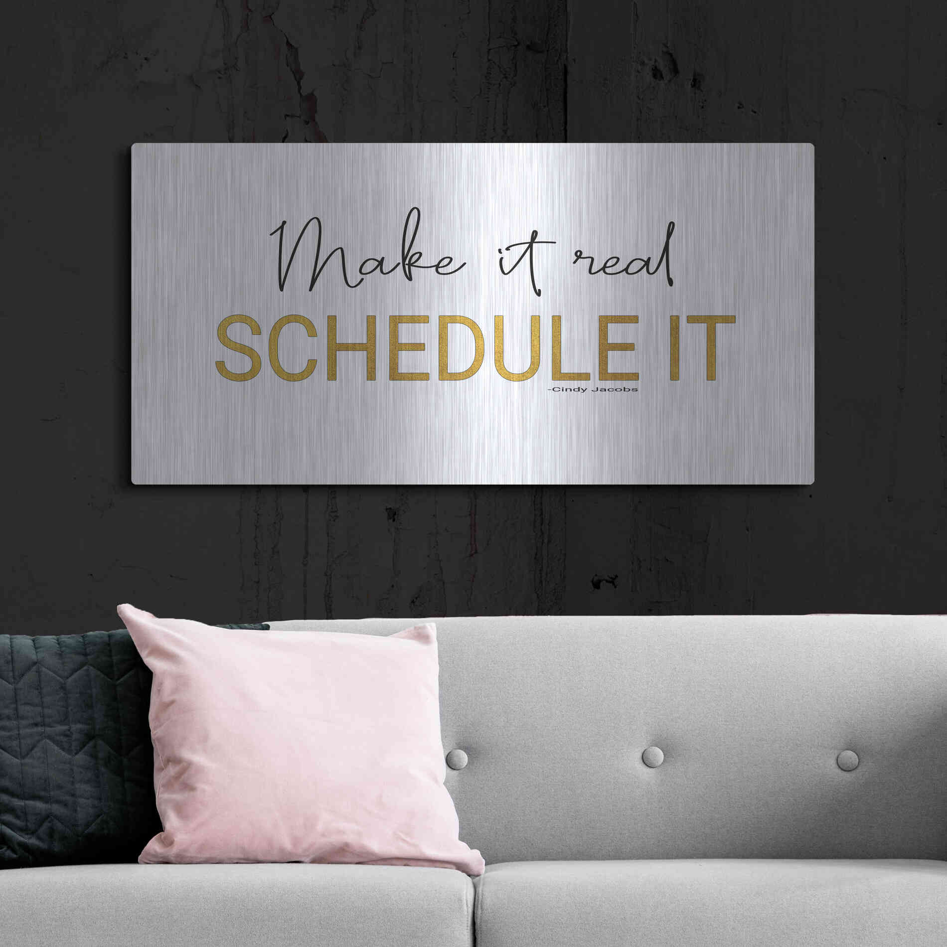 Luxe Metal Art 'Make It Real' by Cindy Jacobs, Metal Wall Art,48x24