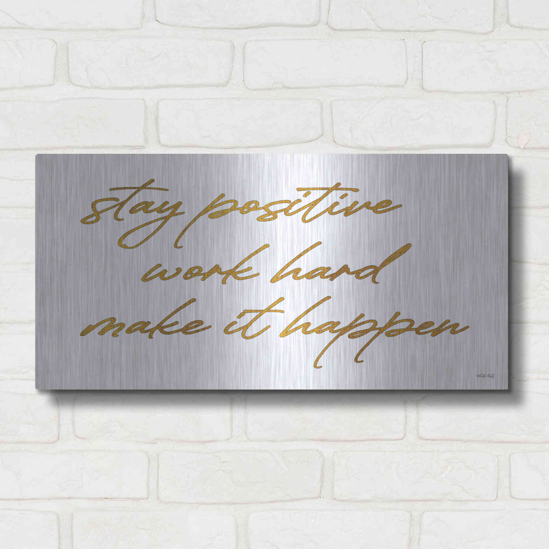 Luxe Metal Art 'Stay Positive' by Cindy Jacobs, Metal Wall Art,24x12