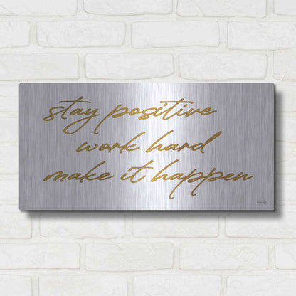 Luxe Metal Art 'Stay Positive' by Cindy Jacobs, Metal Wall Art,24x12
