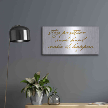Luxe Metal Art 'Stay Positive' by Cindy Jacobs, Metal Wall Art,24x12