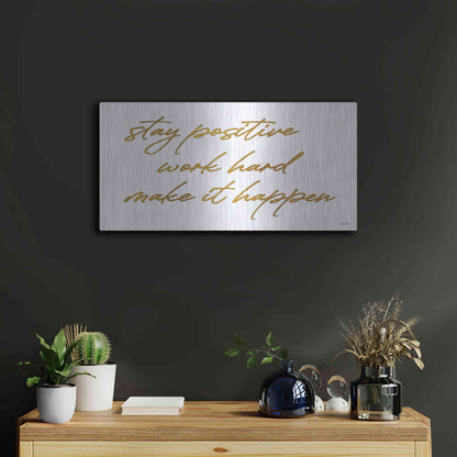 Luxe Metal Art 'Stay Positive' by Cindy Jacobs, Metal Wall Art,24x12