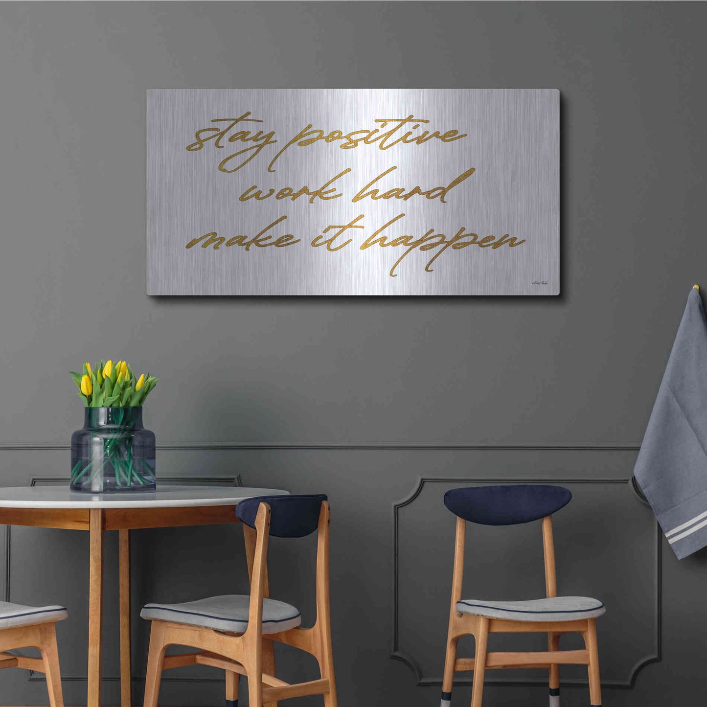 Luxe Metal Art 'Stay Positive' by Cindy Jacobs, Metal Wall Art,48x24
