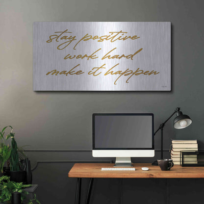 Luxe Metal Art 'Stay Positive' by Cindy Jacobs, Metal Wall Art,48x24