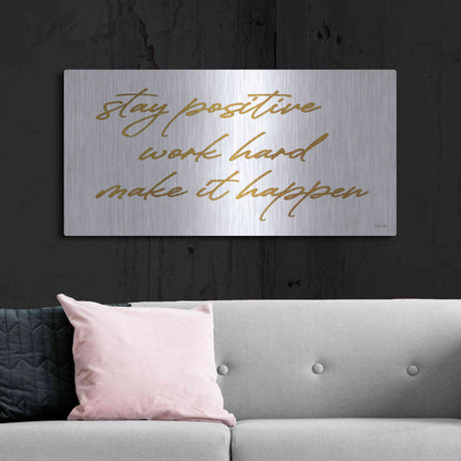 Luxe Metal Art 'Stay Positive' by Cindy Jacobs, Metal Wall Art,48x24