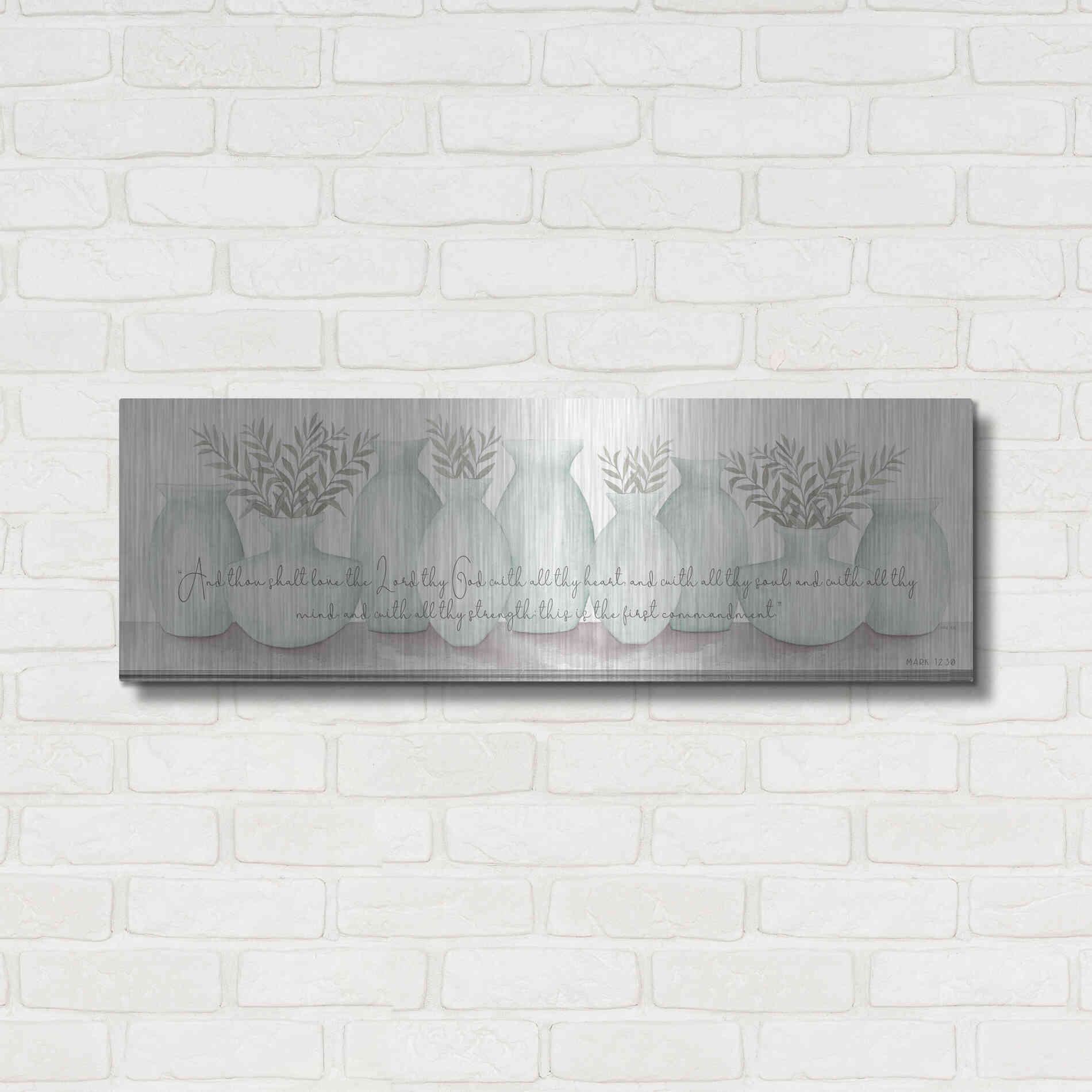 Luxe Metal Art 'Love the Lord Your God' by Cindy Jacobs, Metal Wall Art,36x12