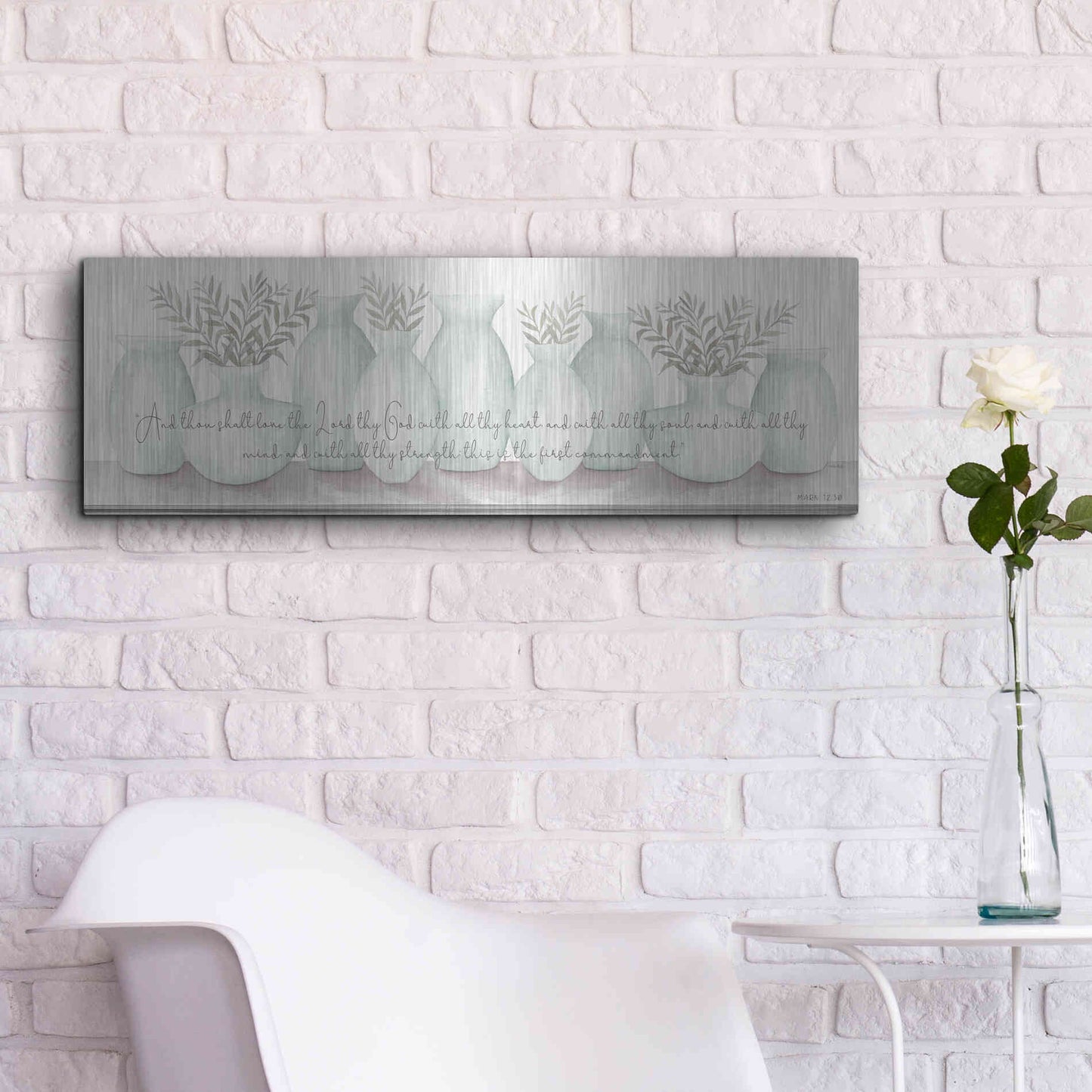 Luxe Metal Art 'Love the Lord Your God' by Cindy Jacobs, Metal Wall Art,36x12