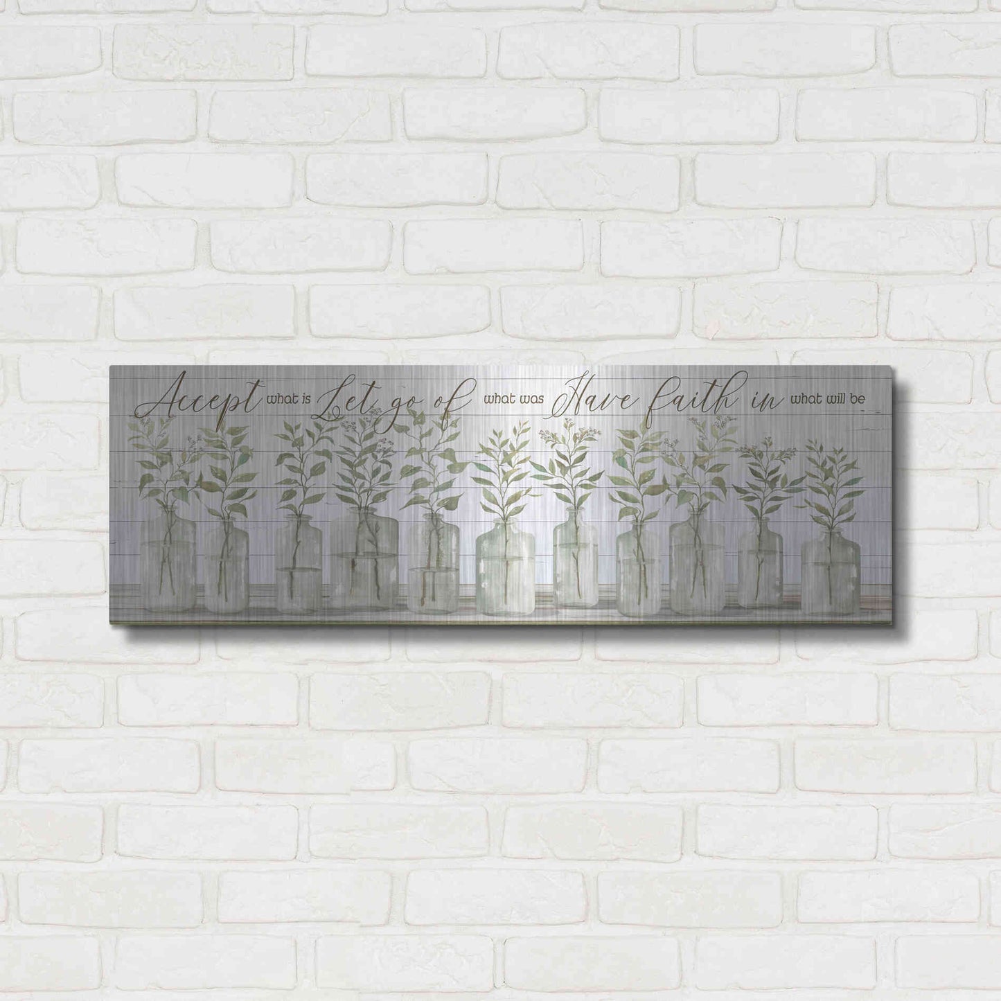 Luxe Metal Art 'Accept What Is' by Cindy Jacobs, Metal Wall Art,36x12