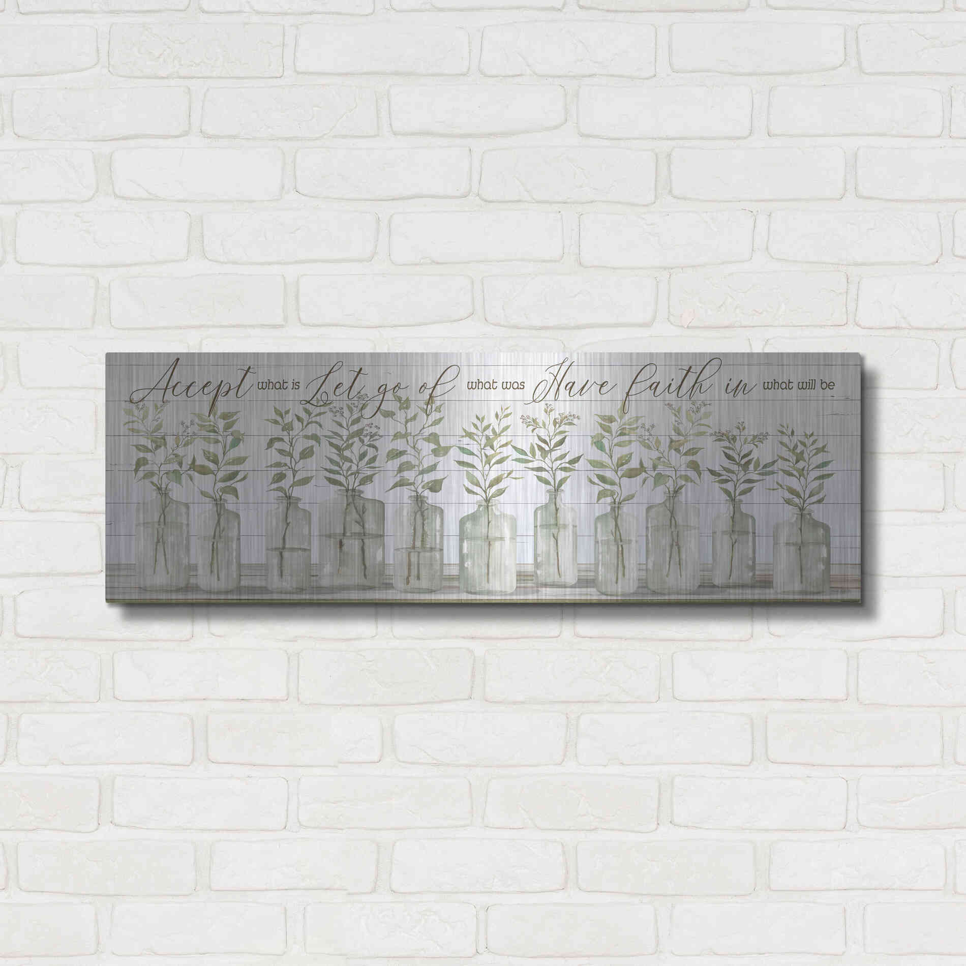Luxe Metal Art 'Accept What Is' by Cindy Jacobs, Metal Wall Art,36x12