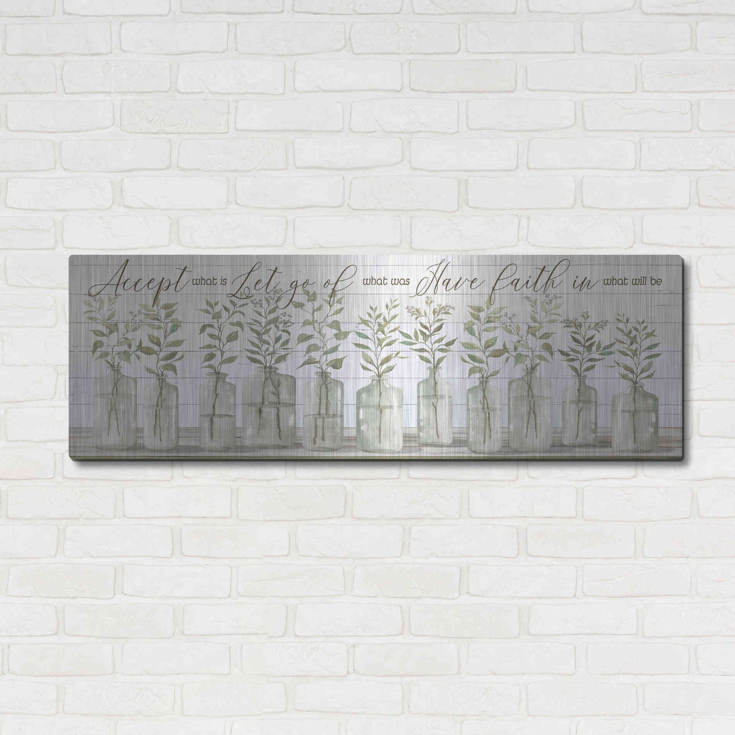 Luxe Metal Art 'Accept What Is' by Cindy Jacobs, Metal Wall Art,48x16