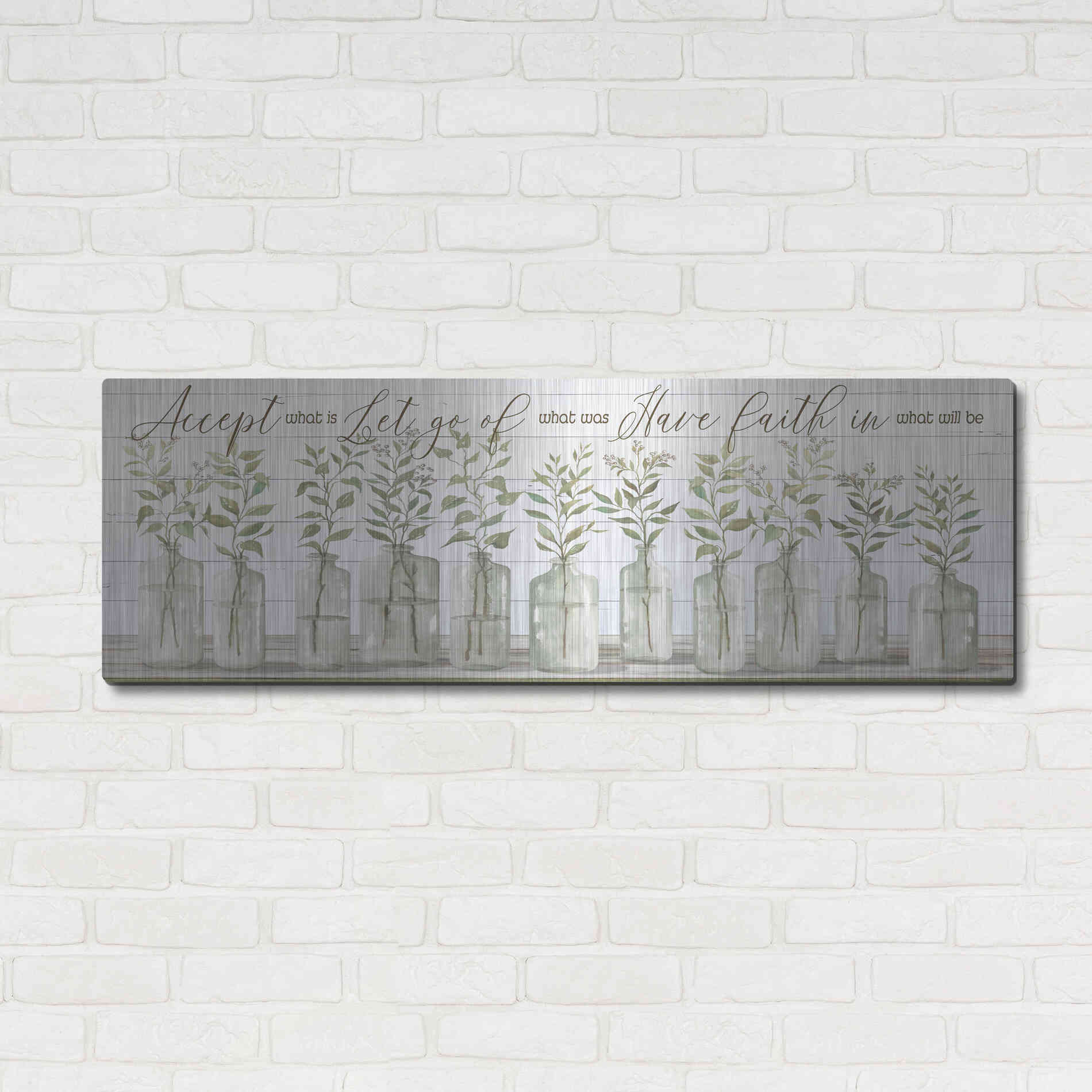 Luxe Metal Art 'Accept What Is' by Cindy Jacobs, Metal Wall Art,48x16