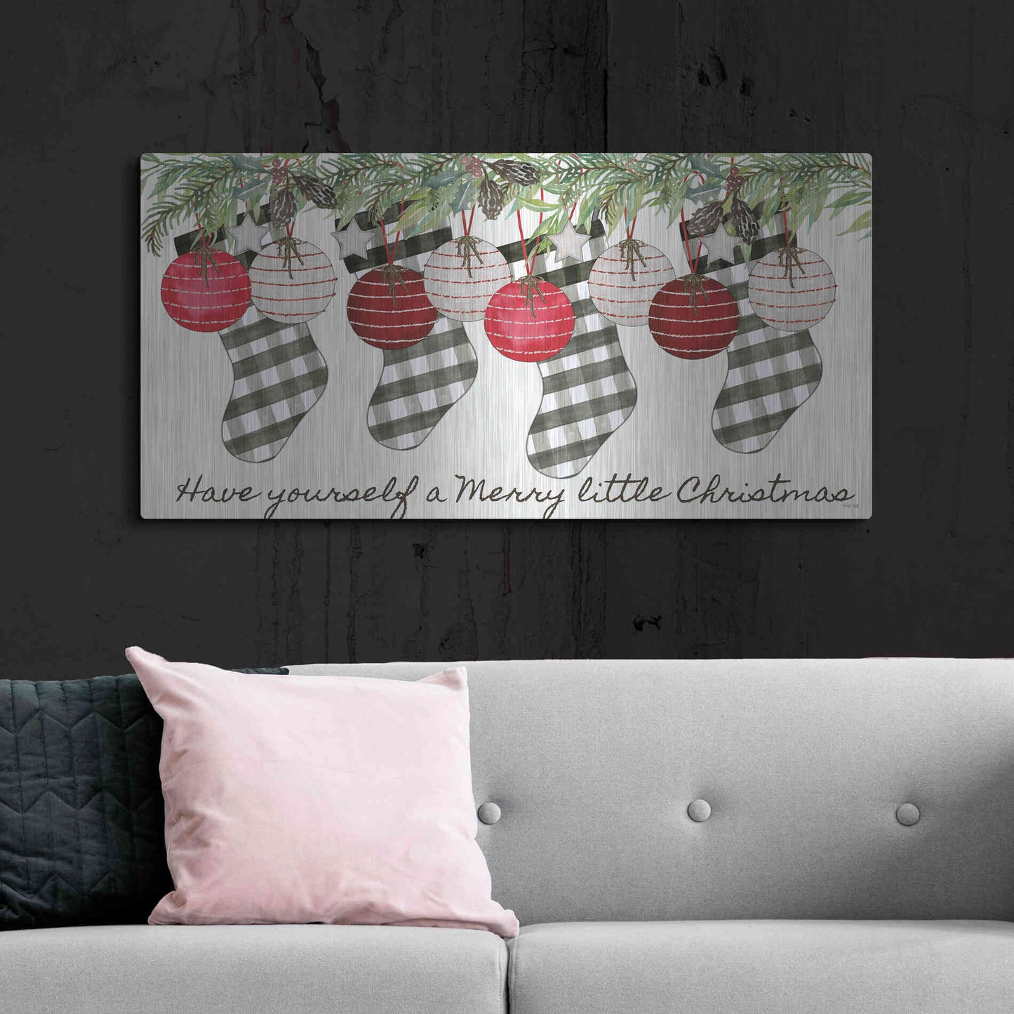 Luxe Metal Art 'Have Yourself Ornaments' by Cindy Jacobs, Metal Wall Art,48x24