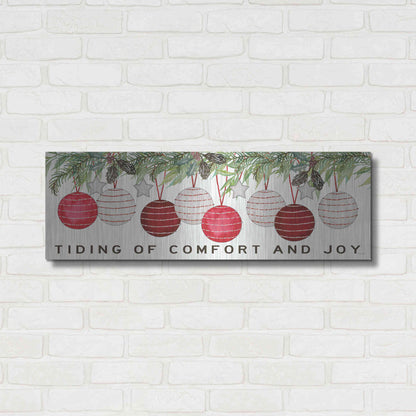 Luxe Metal Art 'Tidings of Comfort Ornaments' by Cindy Jacobs, Metal Wall Art,36x12