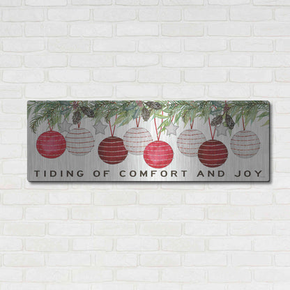 Luxe Metal Art 'Tidings of Comfort Ornaments' by Cindy Jacobs, Metal Wall Art,48x16