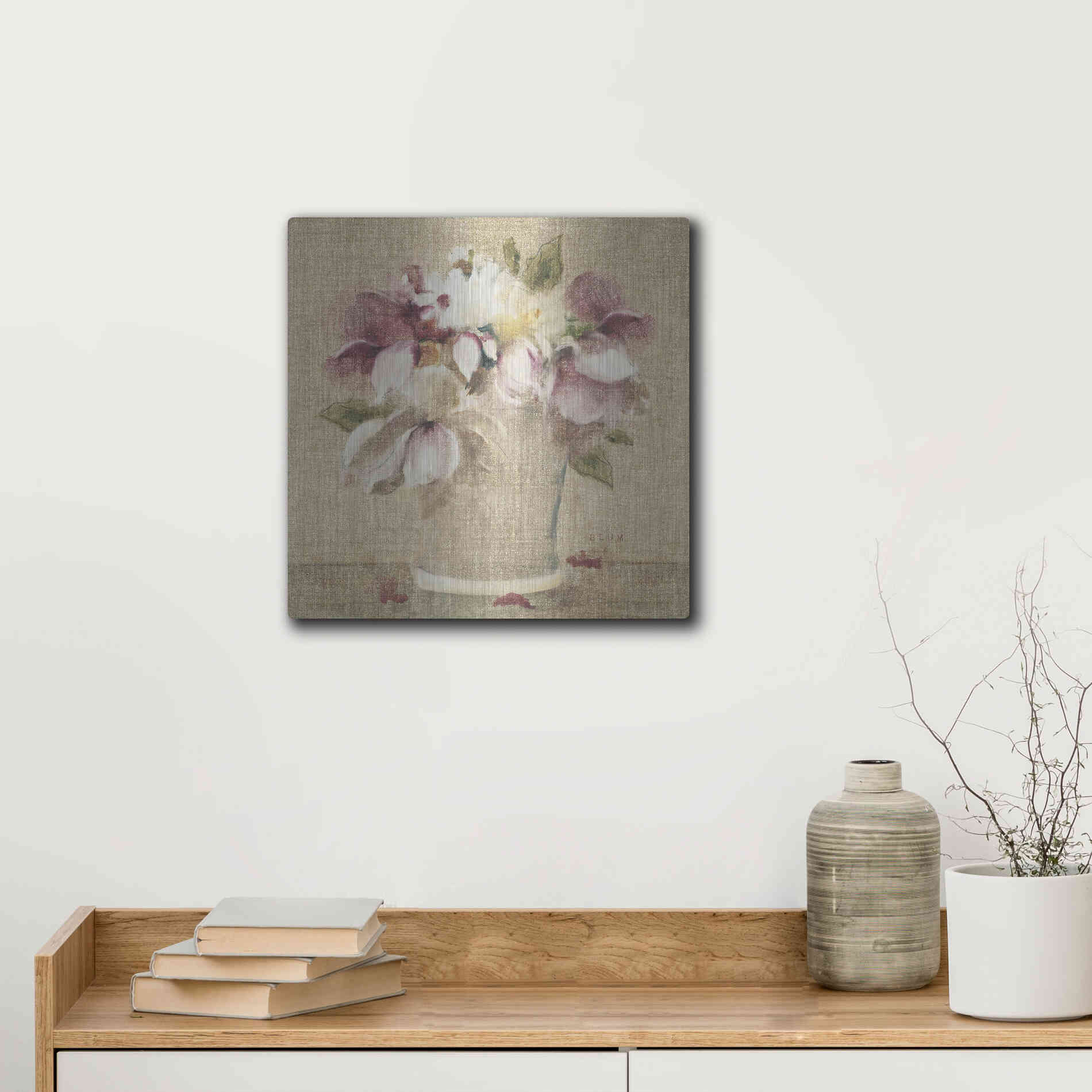 Luxe Metal Art 'Cottage Bouquet II' by Cheri Blum, Metal Wall Art,12x12