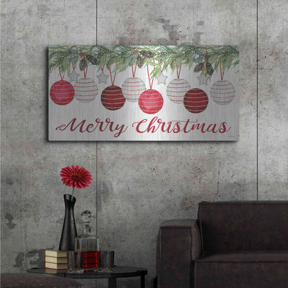 Luxe Metal Art 'Merry Christmas Ornaments' by Cindy Jacobs, Metal Wall Art,48x24