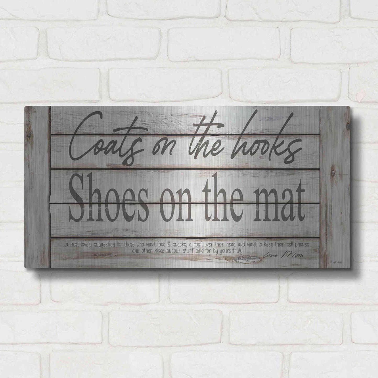 Luxe Metal Art 'Mud Room Rules' by Cindy Jacobs, Metal Wall Art,24x12