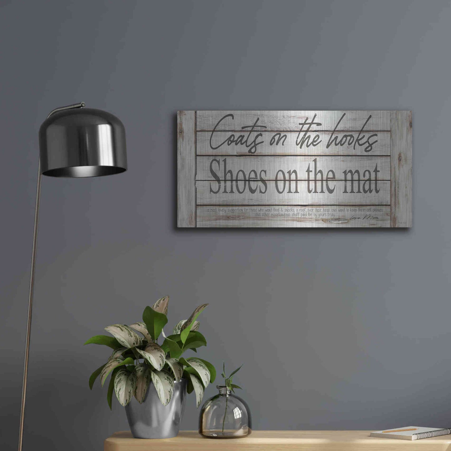 Luxe Metal Art 'Mud Room Rules' by Cindy Jacobs, Metal Wall Art,24x12