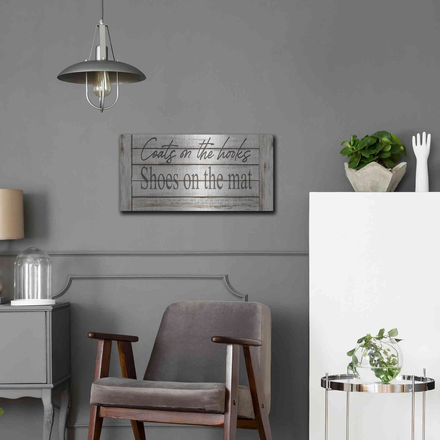 Luxe Metal Art 'Mud Room Rules' by Cindy Jacobs, Metal Wall Art,24x12