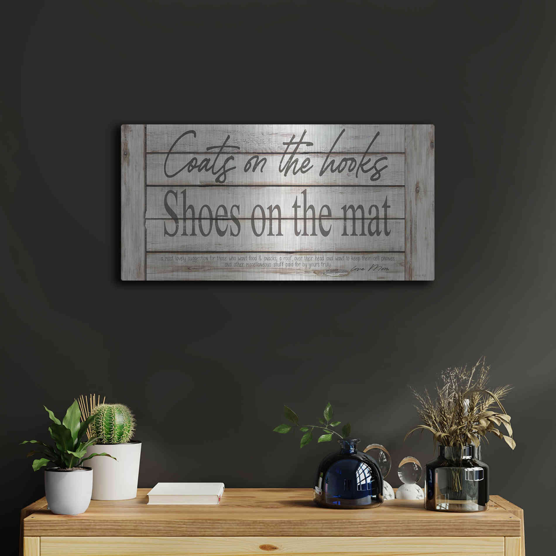 Luxe Metal Art 'Mud Room Rules' by Cindy Jacobs, Metal Wall Art,24x12