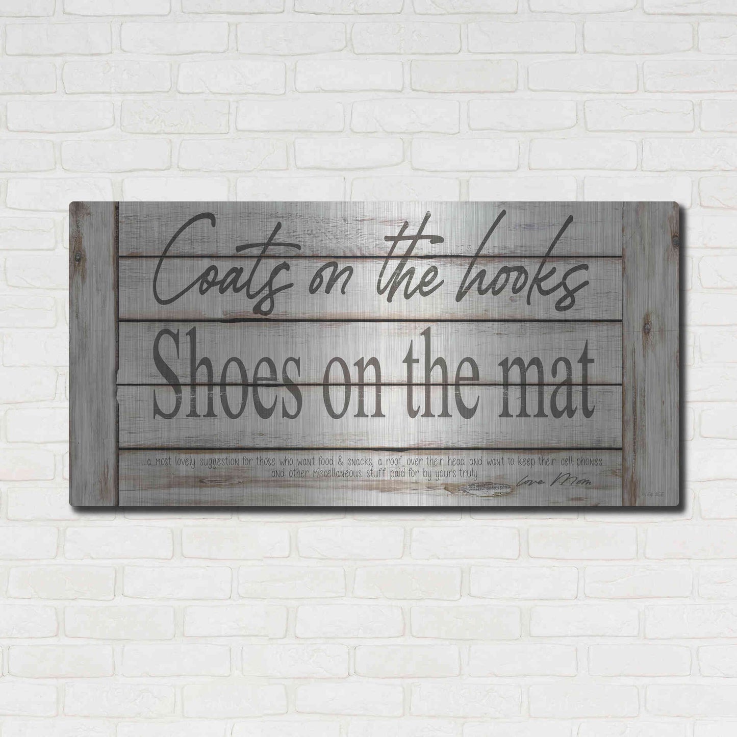 Luxe Metal Art 'Mud Room Rules' by Cindy Jacobs, Metal Wall Art,48x24