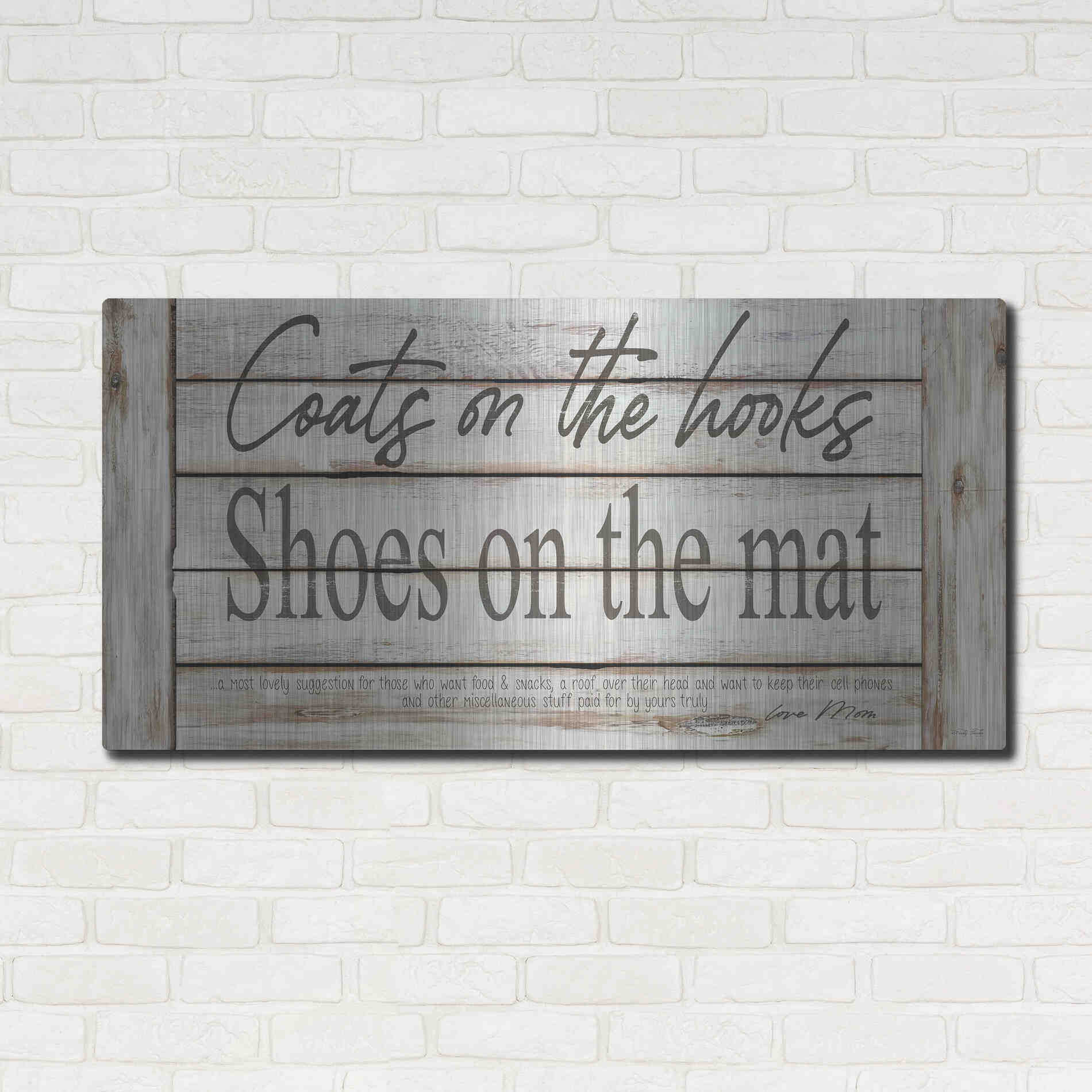 Luxe Metal Art 'Mud Room Rules' by Cindy Jacobs, Metal Wall Art,48x24