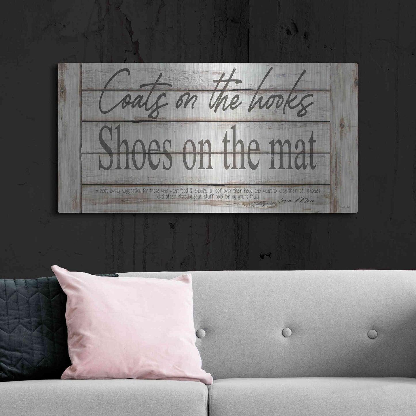 Luxe Metal Art 'Mud Room Rules' by Cindy Jacobs, Metal Wall Art,48x24