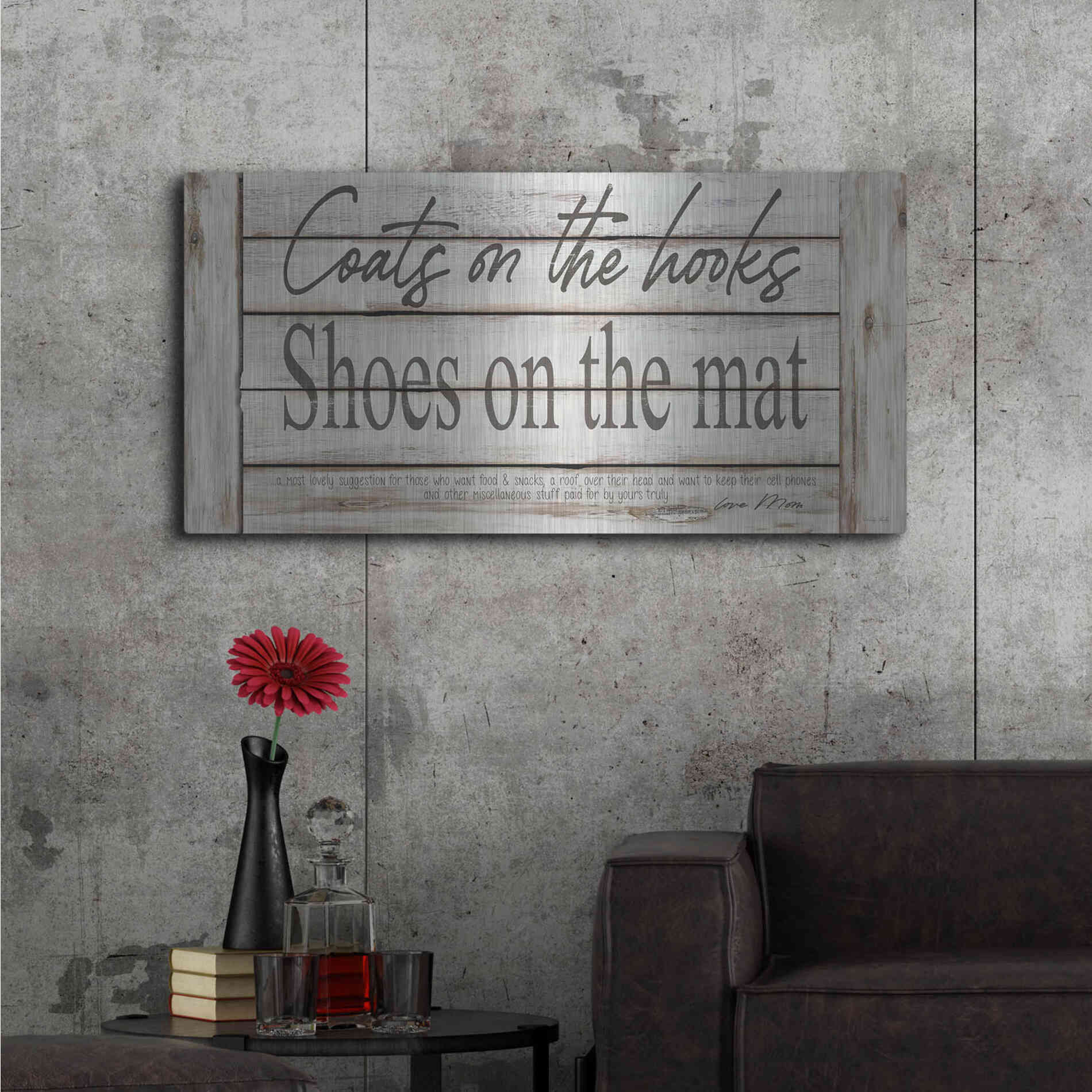 Luxe Metal Art 'Mud Room Rules' by Cindy Jacobs, Metal Wall Art,48x24
