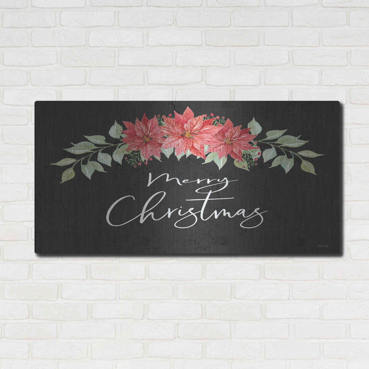 Luxe Metal Art 'Merry Christmas Simply' by Cindy Jacobs, Metal Wall Art,48x24