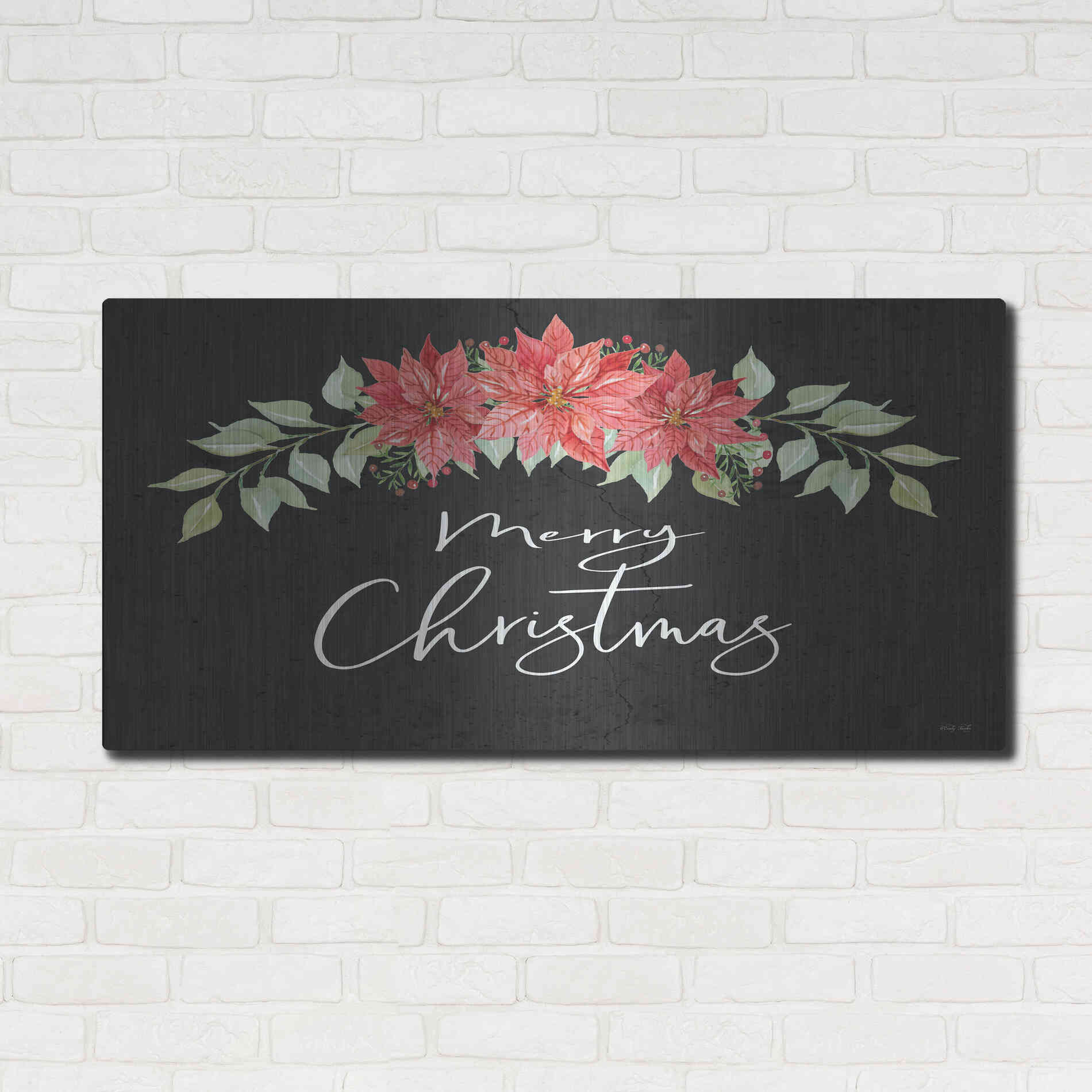 Luxe Metal Art 'Merry Christmas Simply' by Cindy Jacobs, Metal Wall Art,48x24