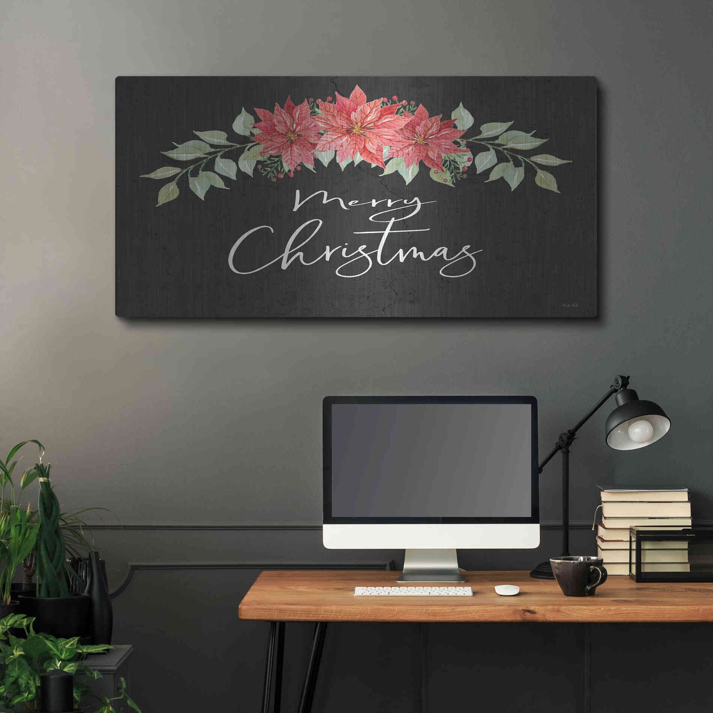 Luxe Metal Art 'Merry Christmas Simply' by Cindy Jacobs, Metal Wall Art,48x24