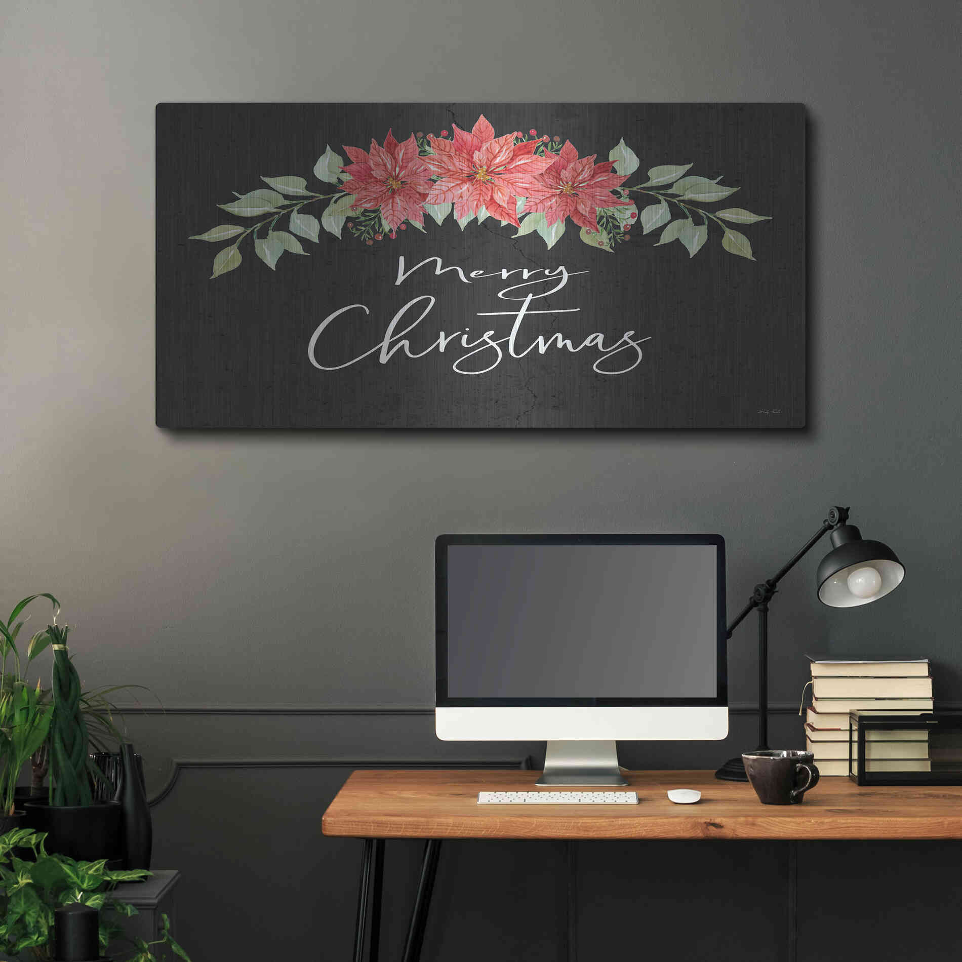 Luxe Metal Art 'Merry Christmas Simply' by Cindy Jacobs, Metal Wall Art,48x24