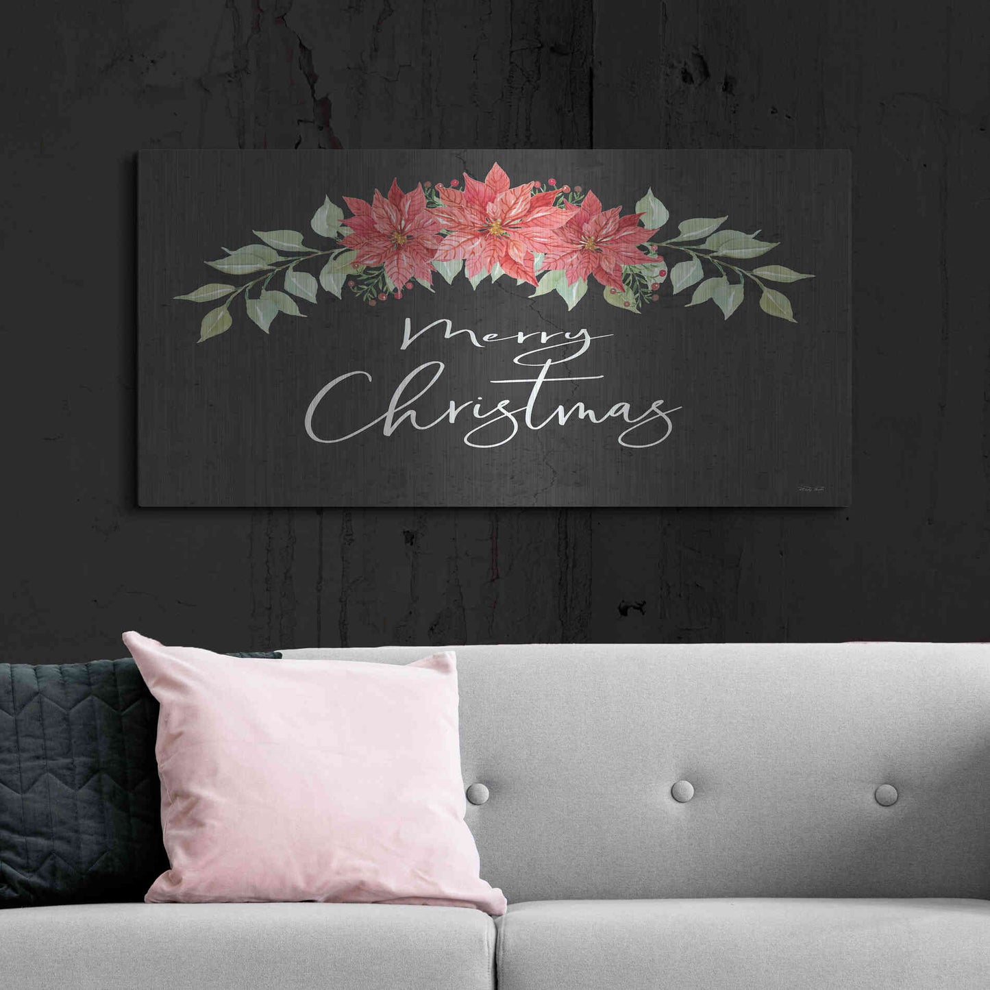 Luxe Metal Art 'Merry Christmas Simply' by Cindy Jacobs, Metal Wall Art,48x24