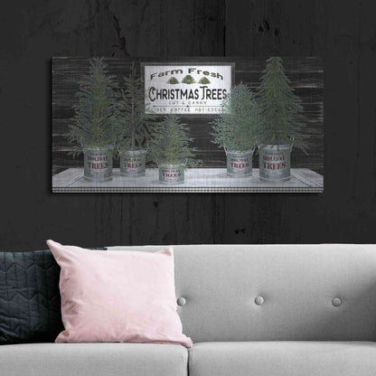 Luxe Metal Art 'Galvanized Pots Christmas Trees II' by Cindy Jacobs, Metal Wall Art,48x24