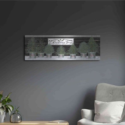 Luxe Metal Art 'Galvanized Pots Christmas Trees I' by Cindy Jacobs, Metal Wall Art,36x12