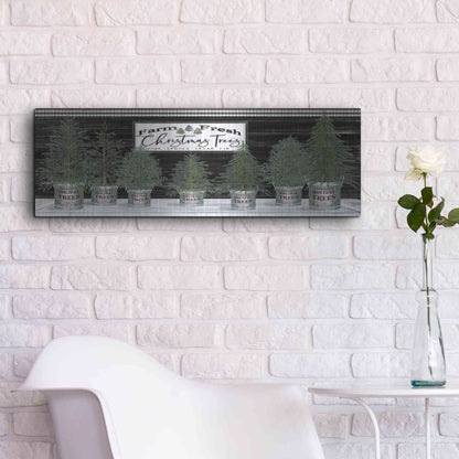 Luxe Metal Art 'Galvanized Pots Christmas Trees I' by Cindy Jacobs, Metal Wall Art,36x12