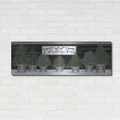 Luxe Metal Art 'Galvanized Pots Christmas Trees I' by Cindy Jacobs, Metal Wall Art,48x16