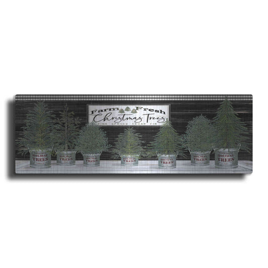 Luxe Metal Art 'Galvanized Pots Christmas Trees I' by Cindy Jacobs, Metal Wall Art