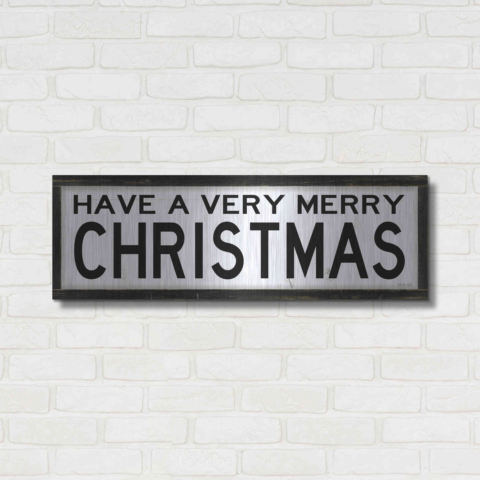 Luxe Metal Art 'Have a Very Merry Christmas' by Cindy Jacobs, Metal Wall Art,36x12