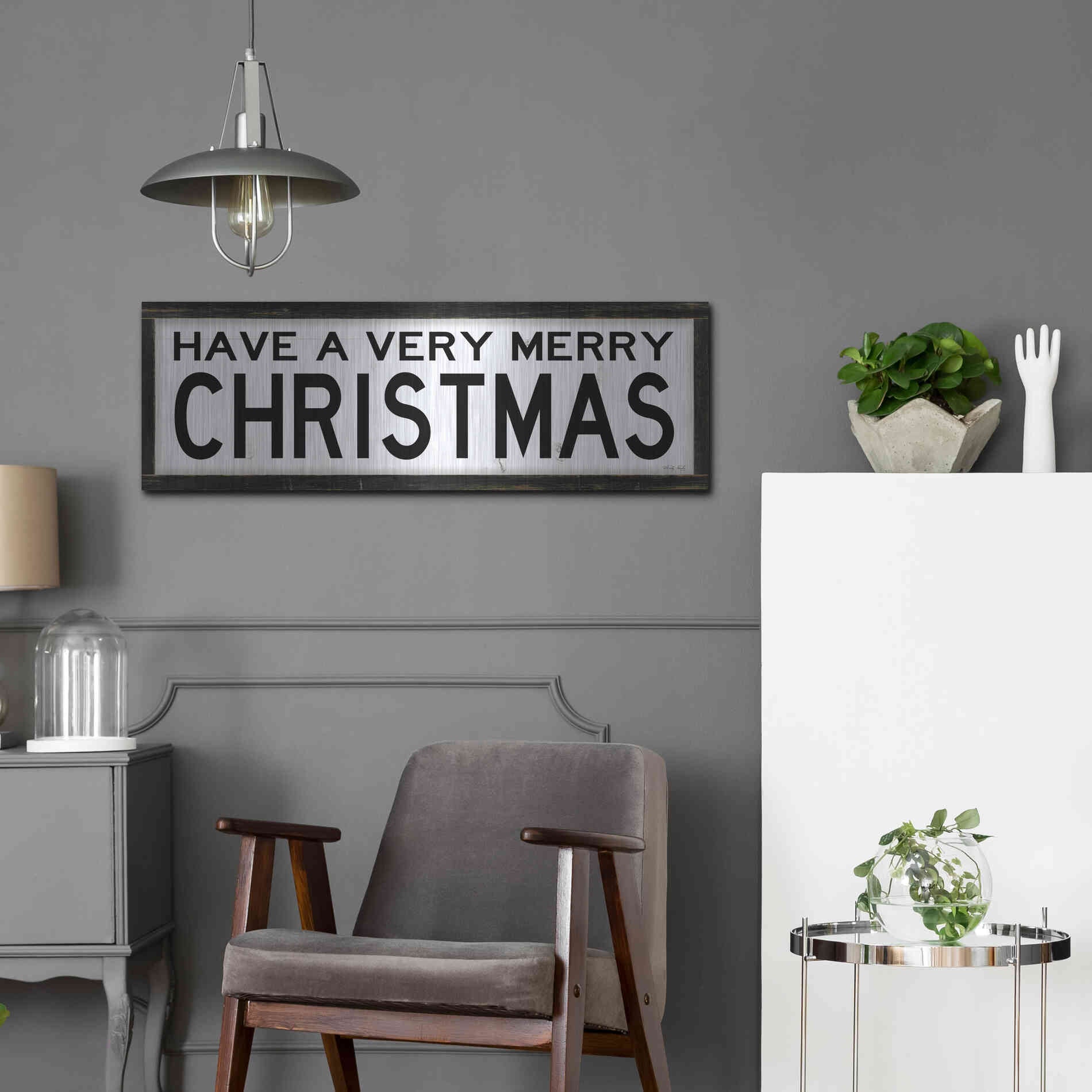 Luxe Metal Art 'Have a Very Merry Christmas' by Cindy Jacobs, Metal Wall Art,36x12