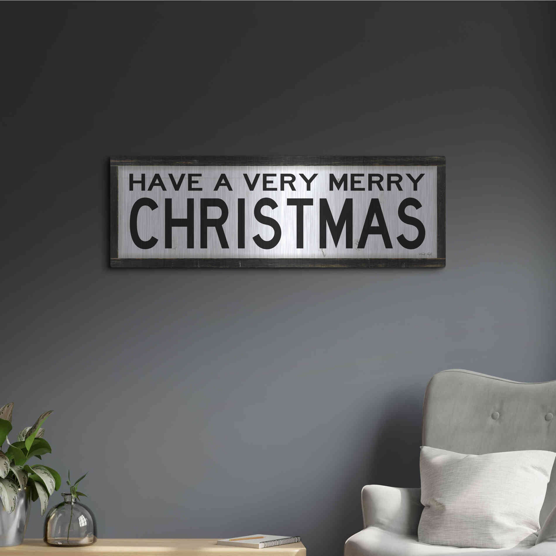 Luxe Metal Art 'Have a Very Merry Christmas' by Cindy Jacobs, Metal Wall Art,36x12