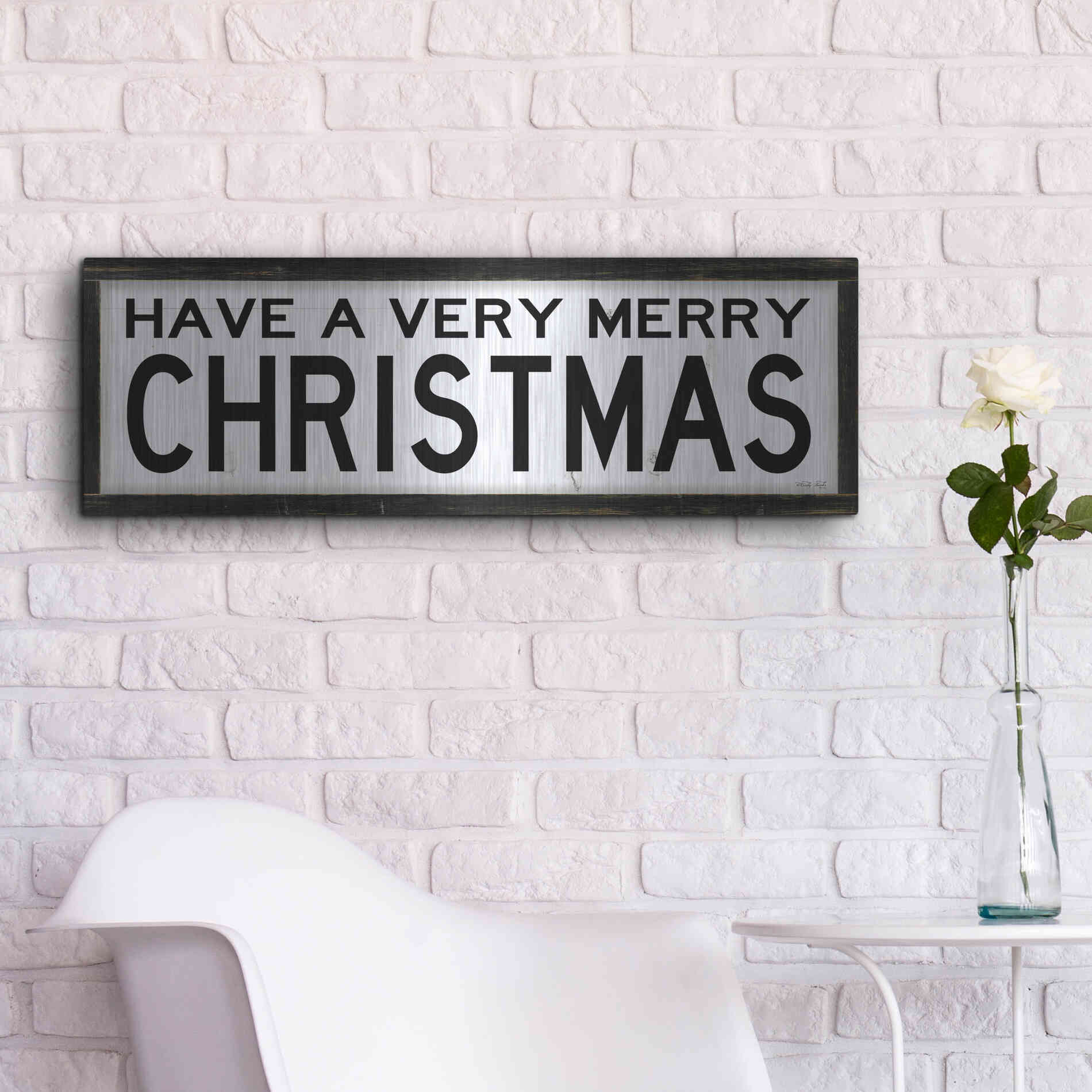 Luxe Metal Art 'Have a Very Merry Christmas' by Cindy Jacobs, Metal Wall Art,36x12