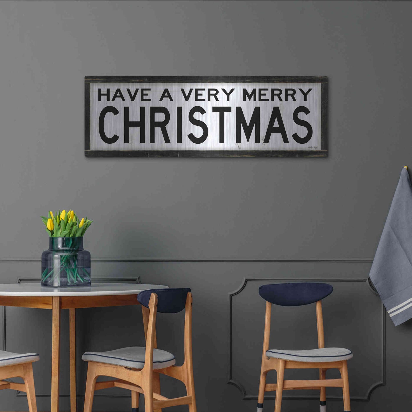 Luxe Metal Art 'Have a Very Merry Christmas' by Cindy Jacobs, Metal Wall Art,48x16