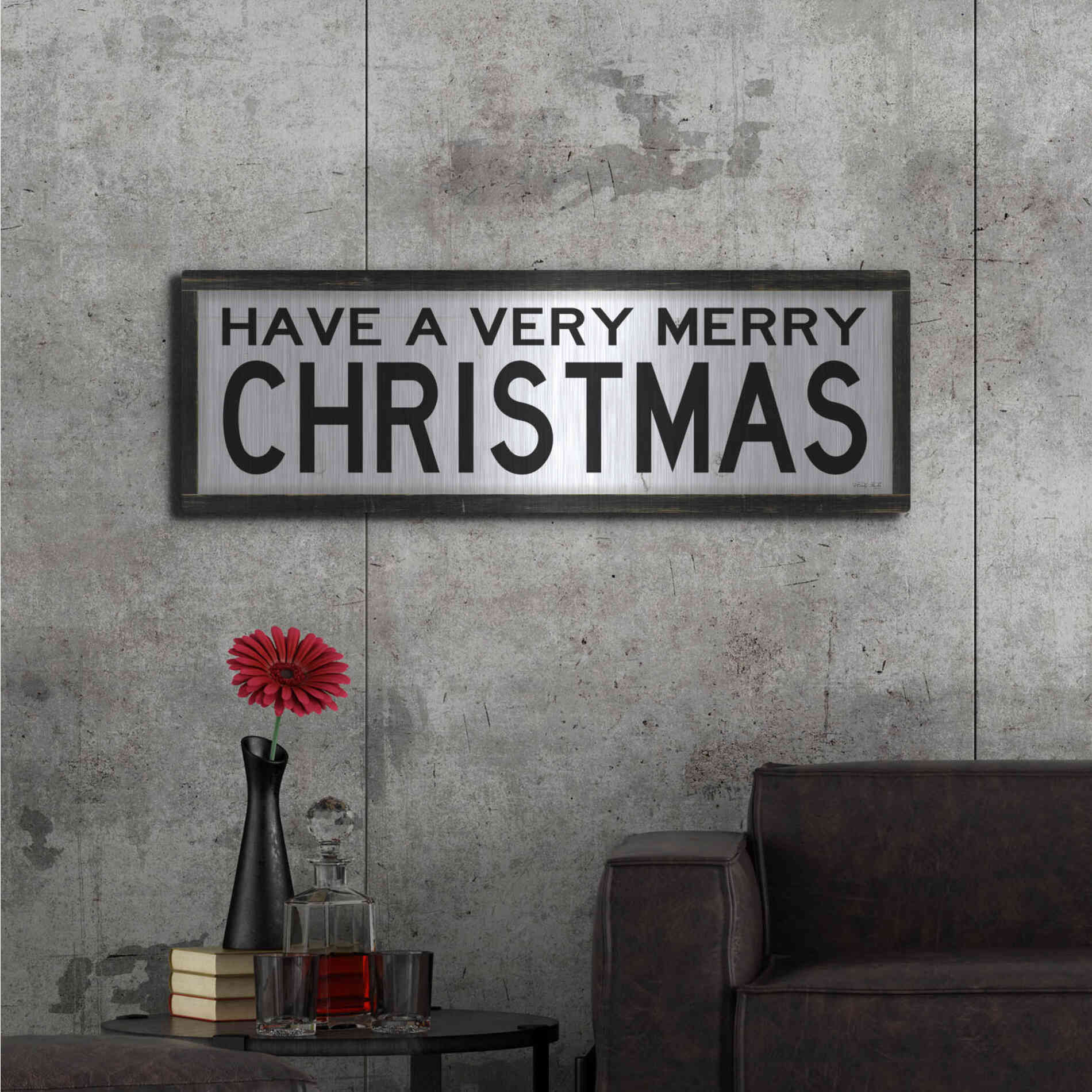 Luxe Metal Art 'Have a Very Merry Christmas' by Cindy Jacobs, Metal Wall Art,48x16
