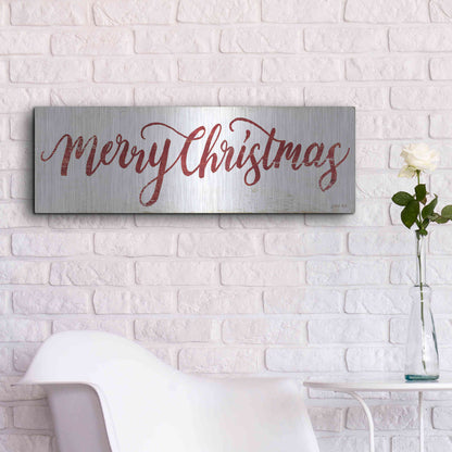 Luxe Metal Art 'Merry Christmas Cursive' by Cindy Jacobs, Metal Wall Art,36x12