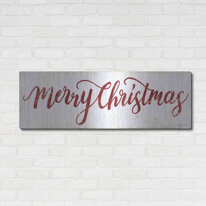 Luxe Metal Art 'Merry Christmas Cursive' by Cindy Jacobs, Metal Wall Art,48x16