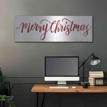 Luxe Metal Art 'Merry Christmas Cursive' by Cindy Jacobs, Metal Wall Art,48x16