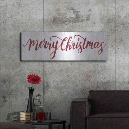 Luxe Metal Art 'Merry Christmas Cursive' by Cindy Jacobs, Metal Wall Art,48x16